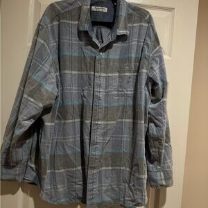 Tommy Bahama Men shirt Blue Gray Plaid Casual Button Down Shirt Size 2XLB